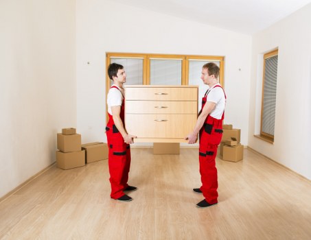 Packed household boxes and furniture ready for professional removals in Hounslow
