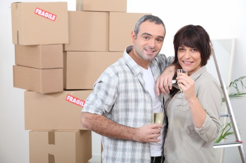 Office furniture and equipment being loaded for a Hounslow move